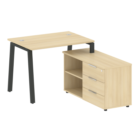Рабочая станция с тумбой на А-образном м/к Metal System Style БА.РС-СТС-2.1 (R) 1100x1520x750 (Акация/Антрацит металл)