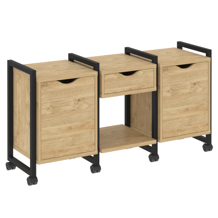 Тумба на колесных опорах наборная VR.L-TN-7.K 1440x460x767 (Тиквуд Светлый/Черный металл)