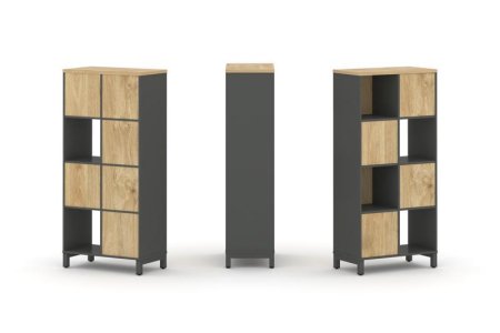 Набор стеллажа 1 сторонний, 4 яруса SN.NS-421 (754х400х1615) (Антрацит/Тиквуд Светлый/Металл Антрацит)