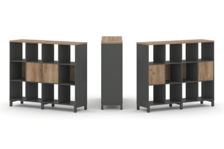 Набор стеллажа 2-х сторонний, 3 яруса SN.NSD-341 (1488х400х1248) (Антрацит/Дуб Табак/Металл Антрацит)