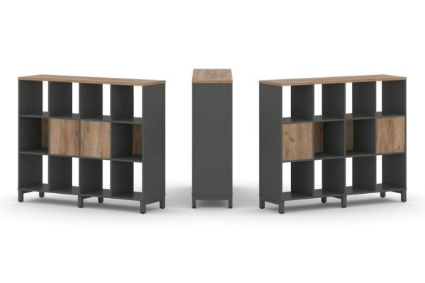 Набор стеллажа 2-х сторонний, 3 яруса SN.NSD-341 (1488х400х1248) (Антрацит/Дуб Табак/Металл Антрацит)