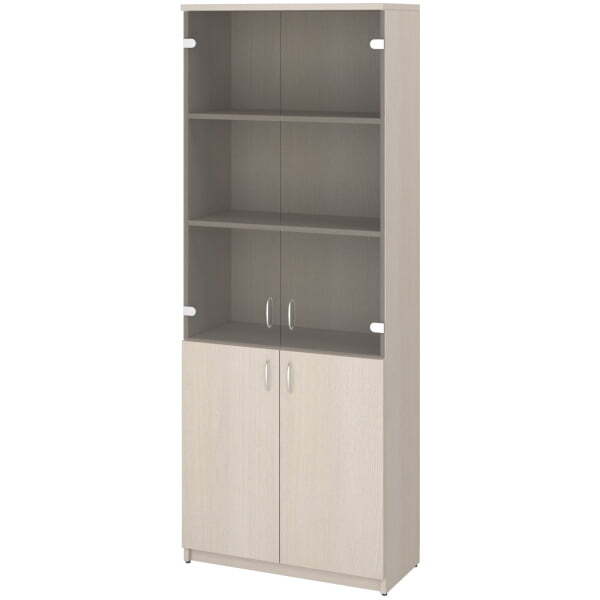 Шкаф закрытый со стеклом Этюд 2659 768x370x1994 (Дуб Шамони светлый)