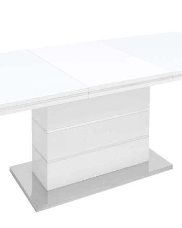 Стол обеденный Глазго раскладной 160-215*90 глянцевый белый (Стол обеденный Глазго белый)