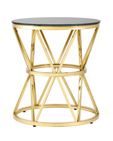 Журнальный стол 50*50 ВИВА золото стекло черное (Журнальный стол Вива золотой)