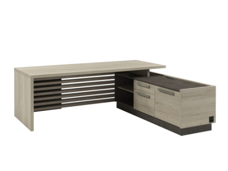 Стол с опорной тумбой, правый Vestar Z-222пр.1000 2200x2030x750 (Дуб Галифакс белый/Бетон Чикаго)