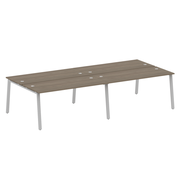 Рабочая станция на 4 рабочих места на А-образном м/к Metal System Style БА.СМ-4.4 3200x1475x750 (Вяз/Серый металл)