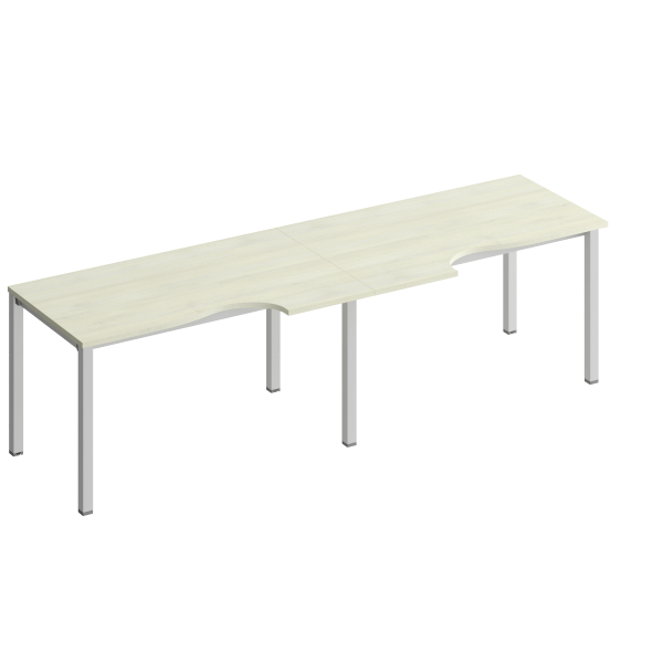 Рабочая станция со столами эргоном. на металлокаркасе КФ (2х140) Комфорт КФ К.1137-2 2800x900x750 (Дуб шамони светлыйСерый)