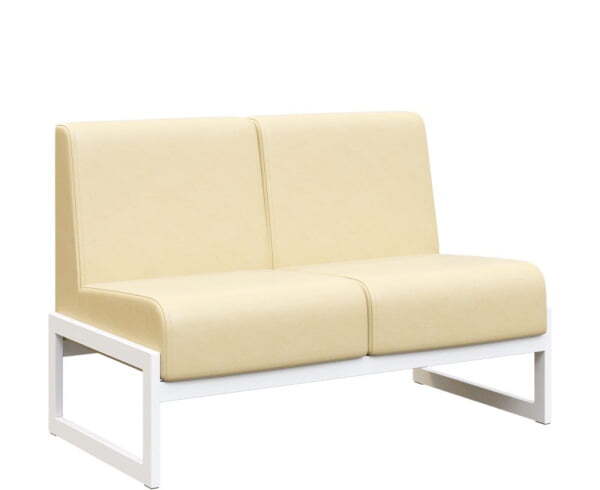 Диван двухместный MD.D2  (1255х700х700) (Oregon Бежевый арт.11/Белый металл)