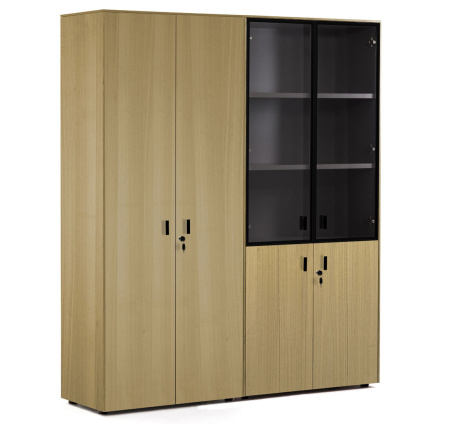 EXE Шкаф комбинированный + для бумаг (Светлый эвкалипт/Черный)