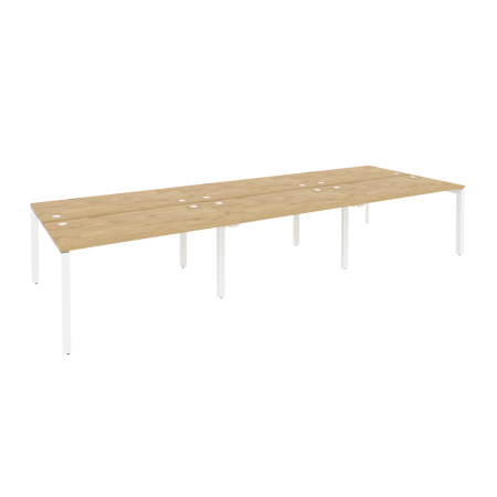 Рабочая станция на П-образном м/к Onix O.MP-D.RS-6.3.7 4140x1475x750 (Тиквуд Светлый/Белый Металл)