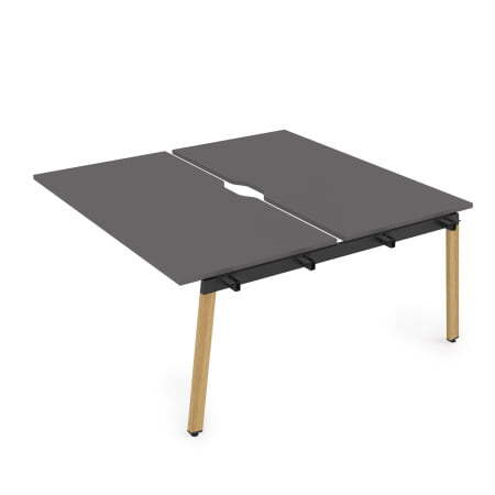 10БДСВ.268 Стол системы Бенч с вырезом, сдвоенный, на 2 рабочих места - средний (1200x1235x750) (Graphit/Iron wood металл)