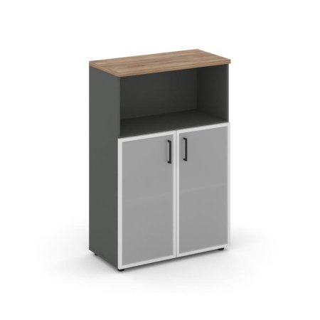 Шкаф средний широкий SN.STS.E-203 (796х400х1203) (Антрацит/Дуб Табак/Сатин)