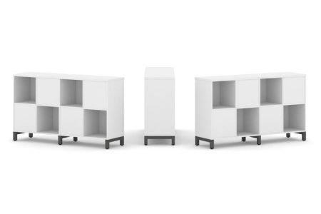 Набор стеллажа 2-х сторонний, 2 яруса SN.NSD-241 (1488х400х881) (Белый/Металл Антрацит)