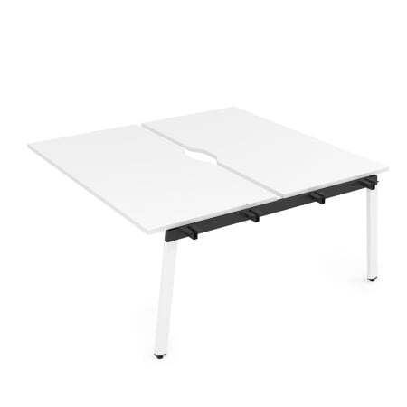 10БДСВ.268 Стол системы Бенч с вырезом, сдвоенный, на 2 рабочих места - средний (1200x1235x750) (Белый премиум/Белый металл)