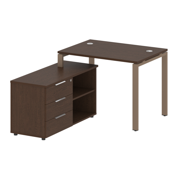 Рабочая станция с опорной тумбой левая Metal System Style БП.РС-СТС-2.1 Л 1100x1520x750 (Венге Цаво/Мокко металл)