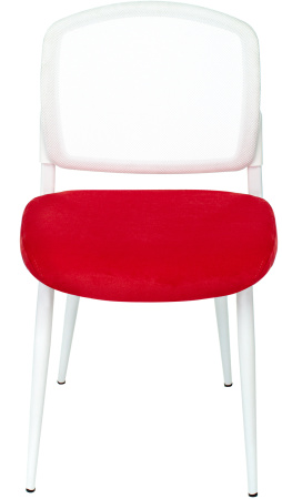 Стул для кухни KF-8W_2 комплект 2шт сетка/ткань красный металл белый на ножках (KF-8W/RED_2) (Красный)