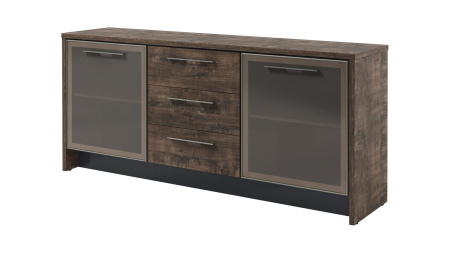 Тумба с 2 дверьми в профиле и 3 ящиками Т-13-05 2200х520х970 (Дуб Бунратти/Антрацит)