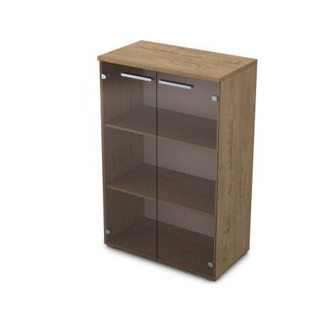 9Ш.017.3 Шкаф средний со стеклом (800x450x1245) (Teakwood)