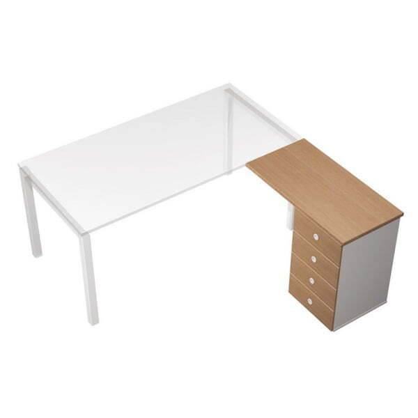 Брифинг-приставка с тумбой 4-ящичной с замком левая/правая Profiquadro КВ 254 БВ 800x460x750 (Белый премиум / Вишня скандинавская)