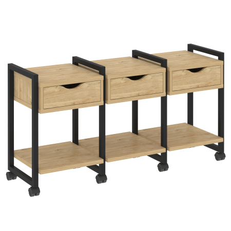 Тумба на колесных опорах наборная VR.L-TN-4.K 1440x460x767 (Тиквуд Светлый/Черный металл)