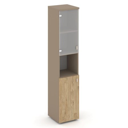 Шкаф высокий узкий левый ES.SU-1.4 (L) (400х420х1977) (Латте/Тиквуд Светлый/Сатин матовый)
