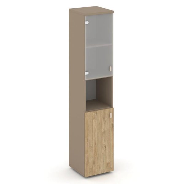 Шкаф высокий узкий левый ES.SU-1.4 (L) (400х420х1977) (Латте/Тиквуд Светлый/Сатин матовый)