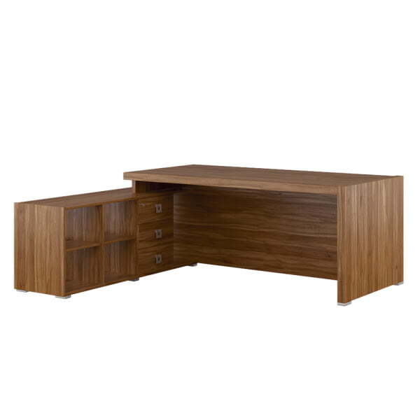 Стол письменный на опорной тумбе SOL297112 1950x1740x750 (Орех Solid)