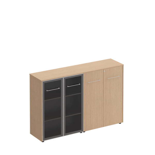 Шкаф комбинированный средний (стекло + закрытый) Reventon МЕ 322 1840x460x1200 (Зебрано песочный)