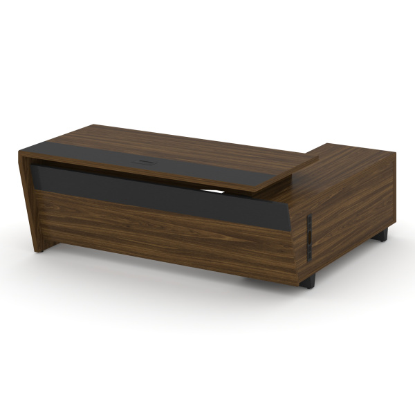 Стол руководителя с тумбой Corner COR.SRT-20 (L) (2000x1800x750) (Орех Лоренцо-Графит | Металл Графит)