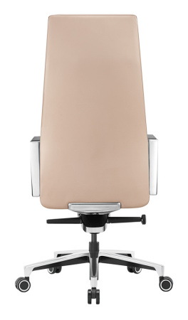 Кресло руководителя _JONS бежевый кожа крестов. алюминий (Бежевый)