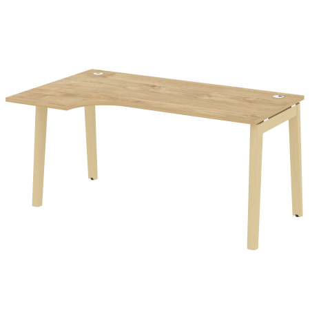 Стол эргономичный левый на деревянных опорах Onix Wood OW.SA-1L 1580x980x750 (Тиквуд Светлый/Дуб Светлый)