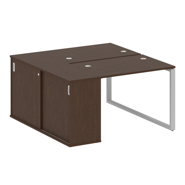 Рабочая станция с шкафом-купе на О-образном м/к Metal System Style БО.РС-СШК-1.1 Т 1410x1475x750 (Венге Цаво/Серый металл)
