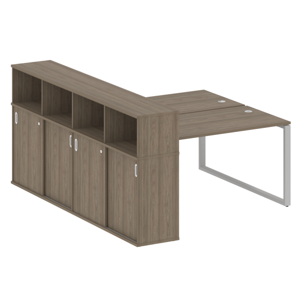 Рабочая станция с шкафом-купе на О-образном м/к Metal System Style БО.РС-СШК-4.3 Т 1810x2332x1098 (Вяз/Серый металл)