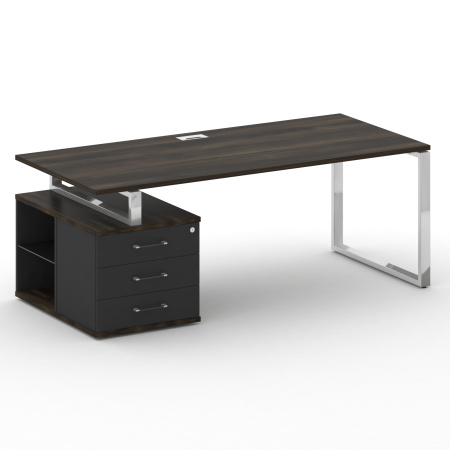 Стол руководителя с опорной тумбой, левый Shift SK.SRT-200 (L) (2000x904x753) (Дуб Мали-Антрацит | Хром)