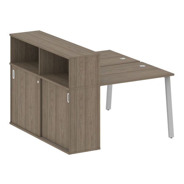 Рабочая станция с шкафом-купе на А-образном м/к Metal System Style БА.РС-СШК-2.1 Т 1410x1475x1098 (Вяз/Серый металл)