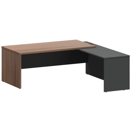 Стол руководителя правый Кортез KZP-20R 2000x2000x750 (Темный шимо/Графит)