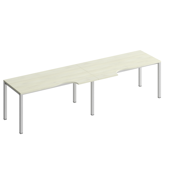 Рабочая станция со столами эргоном. на металлокаркасе КФ (2х160) Комфорт КФ К.1139-2 3200x900x750 (Дуб шамони светлыйСерый)