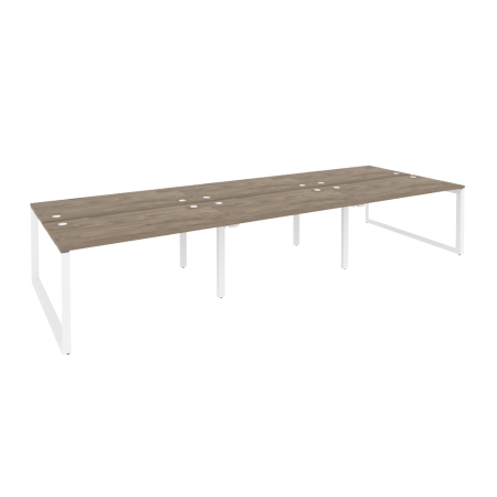 Рабочая станция на О-образном м/к Onix O.MO-D.RS-6.3.7 4140x1475x750 (Тиквуд Темный/Белый Металл)
