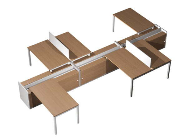 Рабочая станция (6x120) с экранами ДСП на тумбах-купе с ProSystem Profiquadro КВ 0179 БВ 2790x5400x7 (Белый премиум / Вишня скандинавскаяСерый)