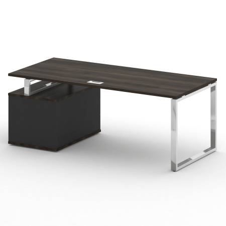 Стол руководителя с опорной тумбой, правый Shift SK.SRT-200 (R) (2000x904x753) (Дуб Мали-Антрацит | Хром)
