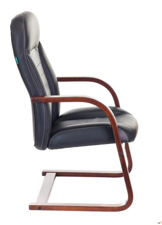 Кресло T-9923WALNUT-AV черный кожа полозья дерево коричневый (Черный)