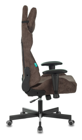 Кресло игровое Zombie VIKING KNIGHT Fabric темно-коричневый Light-10 с подголов. крестов. металл (Коричневый)
