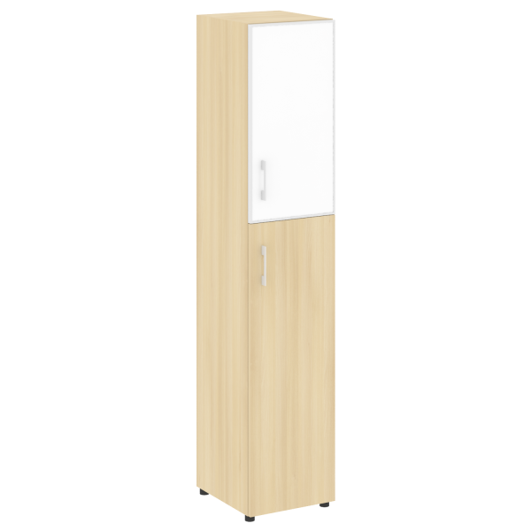 Шкаф для документов узкий со стеклом белым LT.SU-1.7 R (R) White (Акация Лорка)