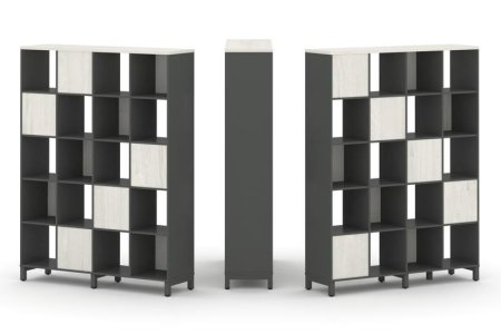 Набор стеллажа 2-х сторонний, 5 ярусов SN.NSD-541 (1488х400х1982) (Антрацит/Дуб Наварра/Металл Антрацит)