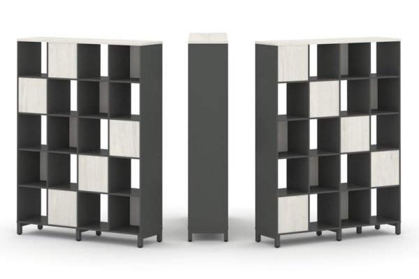 Набор стеллажа 2-х сторонний, 5 ярусов SN.NSD-541 (1488х400х1982) (Антрацит/Дуб Наварра/Металл Антрацит)