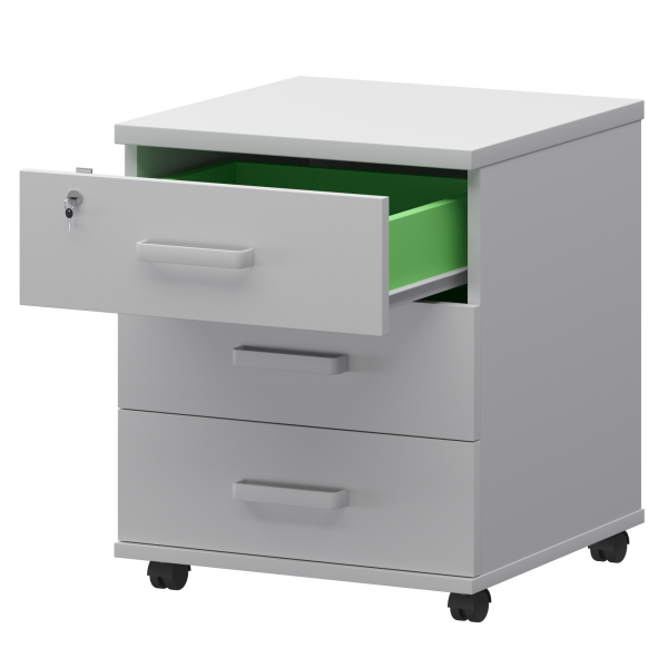 Тумба подкатная с центральным замком Смарт СМТ-3ПЦ 434x450x620 (Белый)