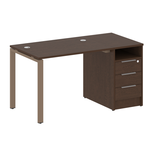 Рабочая станция с опорной тумбой Metal System Style БП.РС-СТП-1.1 1412x720x750 (Венге Цаво/Мокко металл)