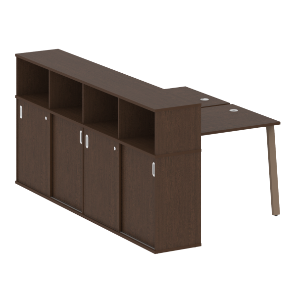 Рабочая станция с шкафом-купе на А-образном м/к Metal System Style БА.РС-СШК-4.1 Т 1410x2332x1098 (Венге Цаво/Мокко металл)