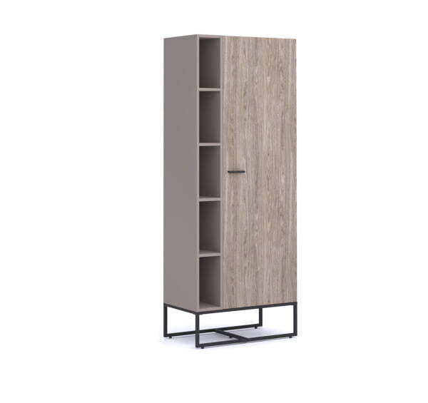 Шкаф с открытыми полками 138H005 E8/LB (9005) 800х440х2040 (Орех Барселона Базальт)