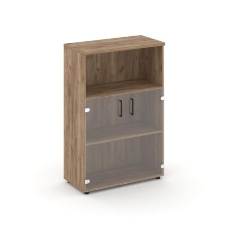 Шкаф средний широкий SN.STS.E-202 (796х400х1203) (Дуб Табак/Прозрачный)